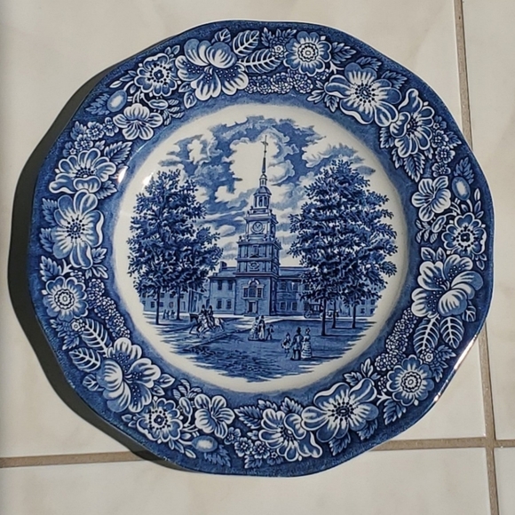 Staffordshire England Liberty Blue Independence Hall Dinner Plate Vintage - Picture 1 of 2